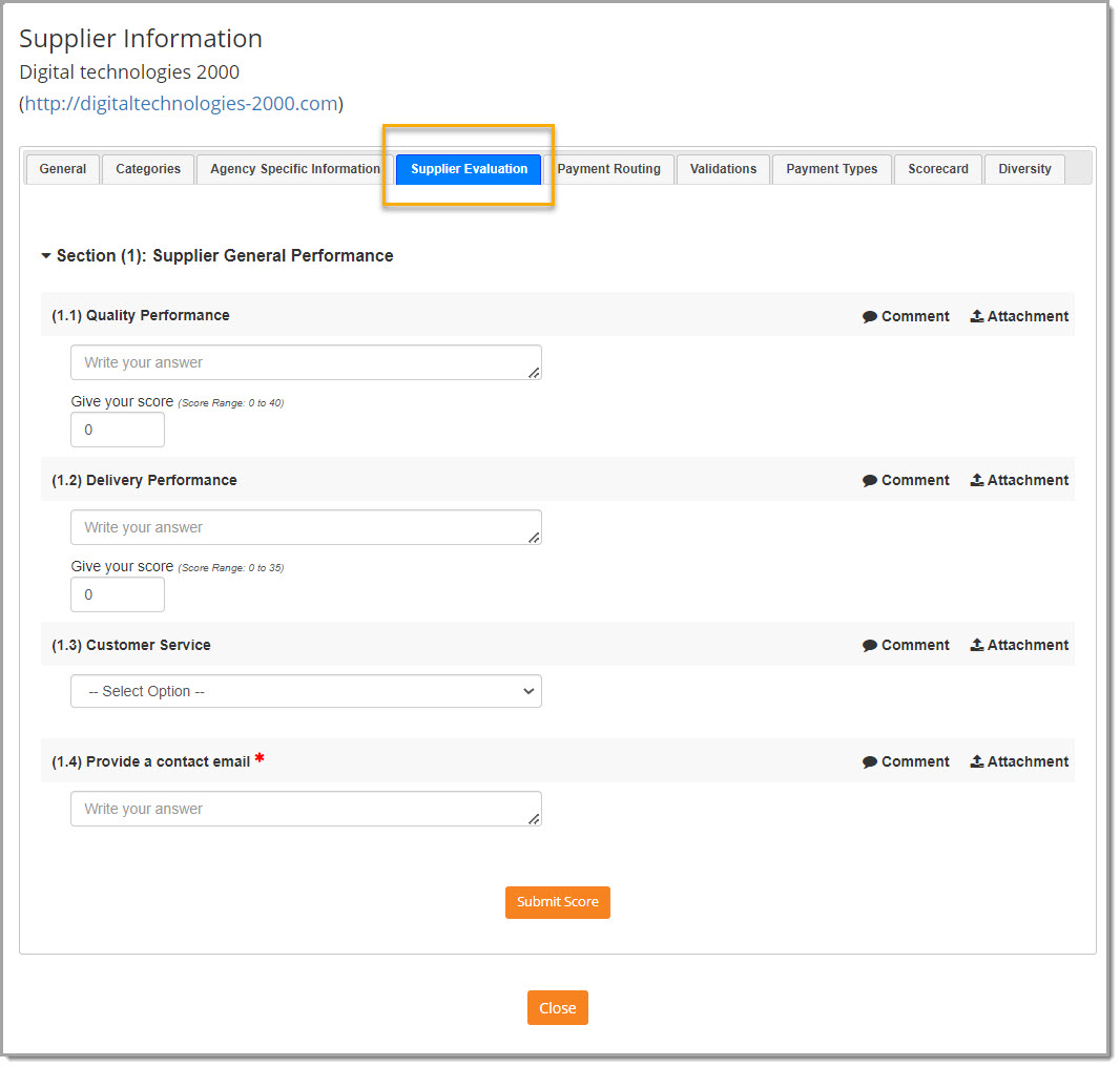 Supplier Evaluation